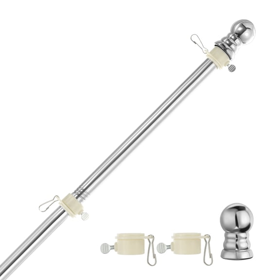 Uxcell 6FT Flagpole, Tangle Free 1" Dia Stainless Steel Flag Pole for Wall-Mounted (Without Bracket),  Silver Tone