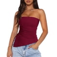 thumbnail image 1 of Top Bandeau PRETTYGARDEN Mujer Verano 2025 Sin Tirantes Rojo Vino, 1 of 6