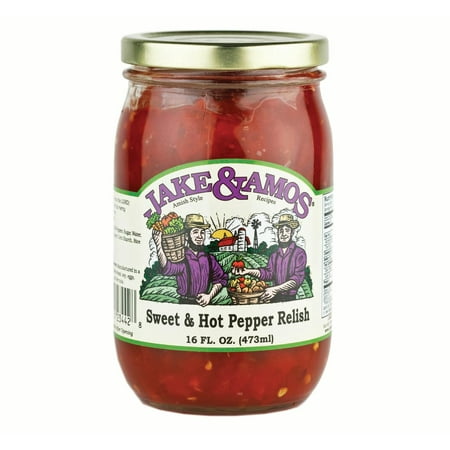 Roasted Red Pepper Relish - Jake & Amos Sweet & Hot Pepper Relish 16 oz. Jar (2 Jars)