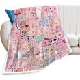 thumbnail image 4 of Kawaii Pig Blanket Cute Pig Flannel Plush Throw Blanket Cozy Lightweight Pig Decor Fleece Bedding Stuff Animal Blanket Gifts for Pig Lover Girls Boys Kids Adults Women Bed Travel 40"x50", 4 of 6