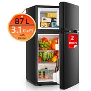 FOHERE 3.1 Cu. Ft. 2-Door Compact Mini Refrigerator with Freezer for Bedroom, Office & College Dorm