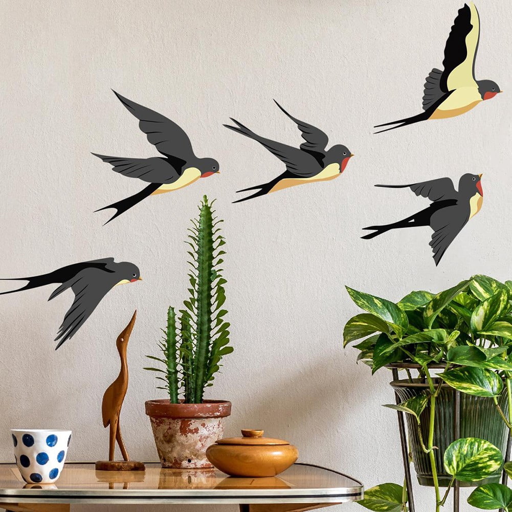Lot De 5 Ensembles D'autocollants Muraux Oiseaux - Décoration Créative Pour Salon, Chambre, Entrée, En PVC