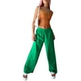 thumbnail image 2 of Franhais Women Casual Wide Leg Pants Female Basic Elastic Waist Solid Color Loose Trousers, 2 of 6