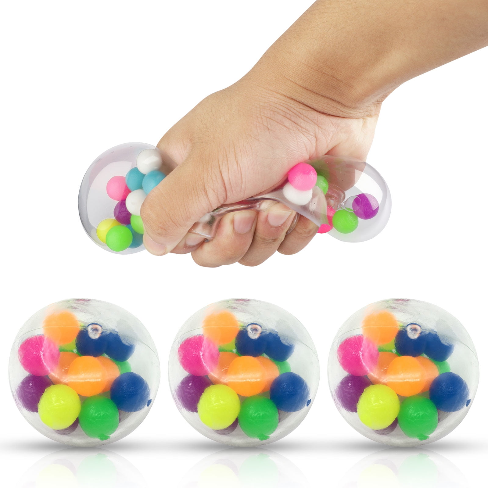 3 Pack ADHD Colorful Sensory Toys DNA Stress Ball for Adults and Children,Squeeze Toys for Autism Anxiety,Stress Relieving，Material Safety Rubber Toys DNA Ball