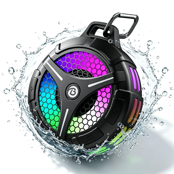 Bluetooth Shower Speaker, Portable Bluetooth 5.3 Speaker, IPX7 Waterproof, RGB Ambient Lighting, with Strong Suction Cup, Mini Stereo Sound, Ideal for Bathroom, Party, Travel, Beach