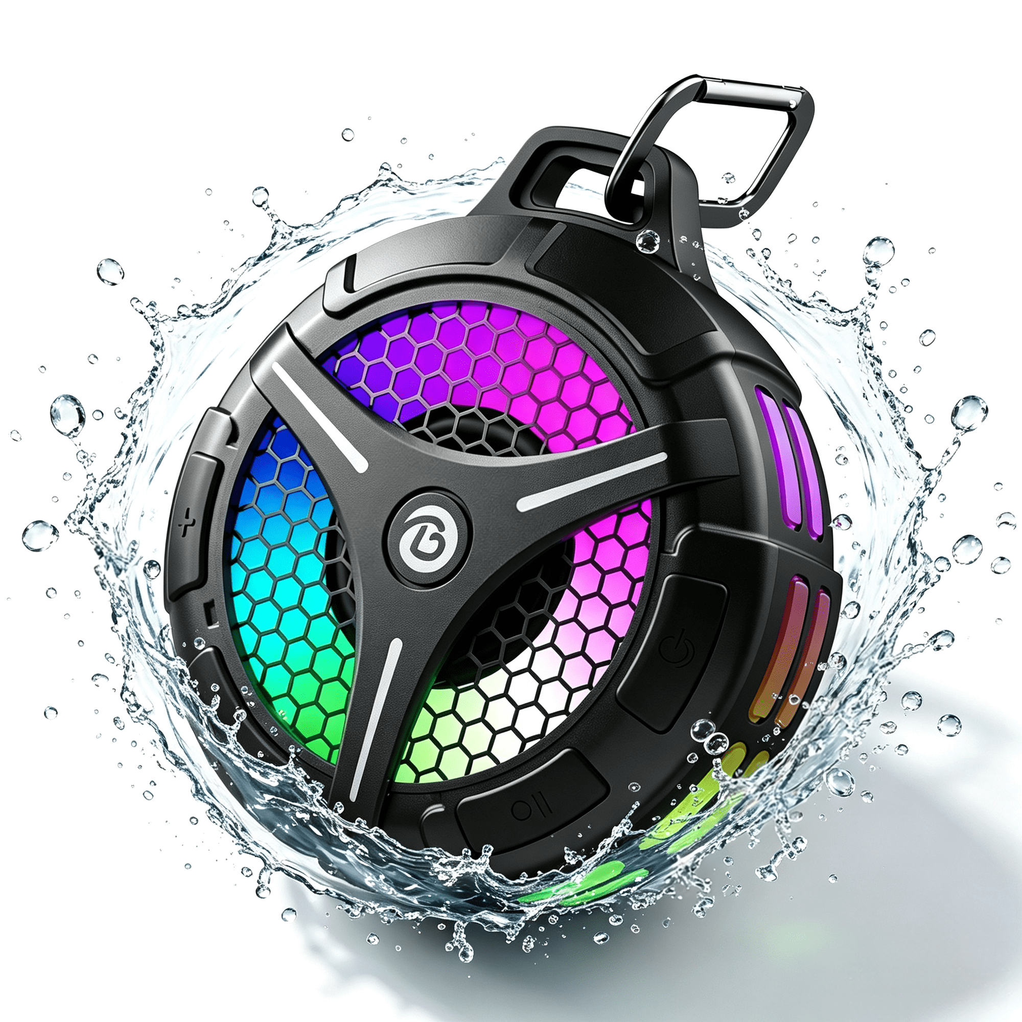 Bluetooth Shower Speaker, Portable Bluetooth 5.3 Speaker, IPX7 Waterproof, RGB Ambient Lighting, with Strong Suction Cup, Mini Stereo Sound, Ideal for Bathroom, Party, Travel, Beach