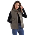 thumbnail image 1 of Elezay Woman Puffer Vest Woman Winter Vest Lightweight Quilted Vest Packable Puffer Vest with Stand Collar Brown, 1 of 5