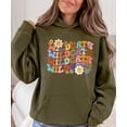 thumbnail image 6 of Wildcats Hoodie for Women Retro Groovy Floral Game Day Pullover, Army Green Hoodie, XL, 6 of 8
