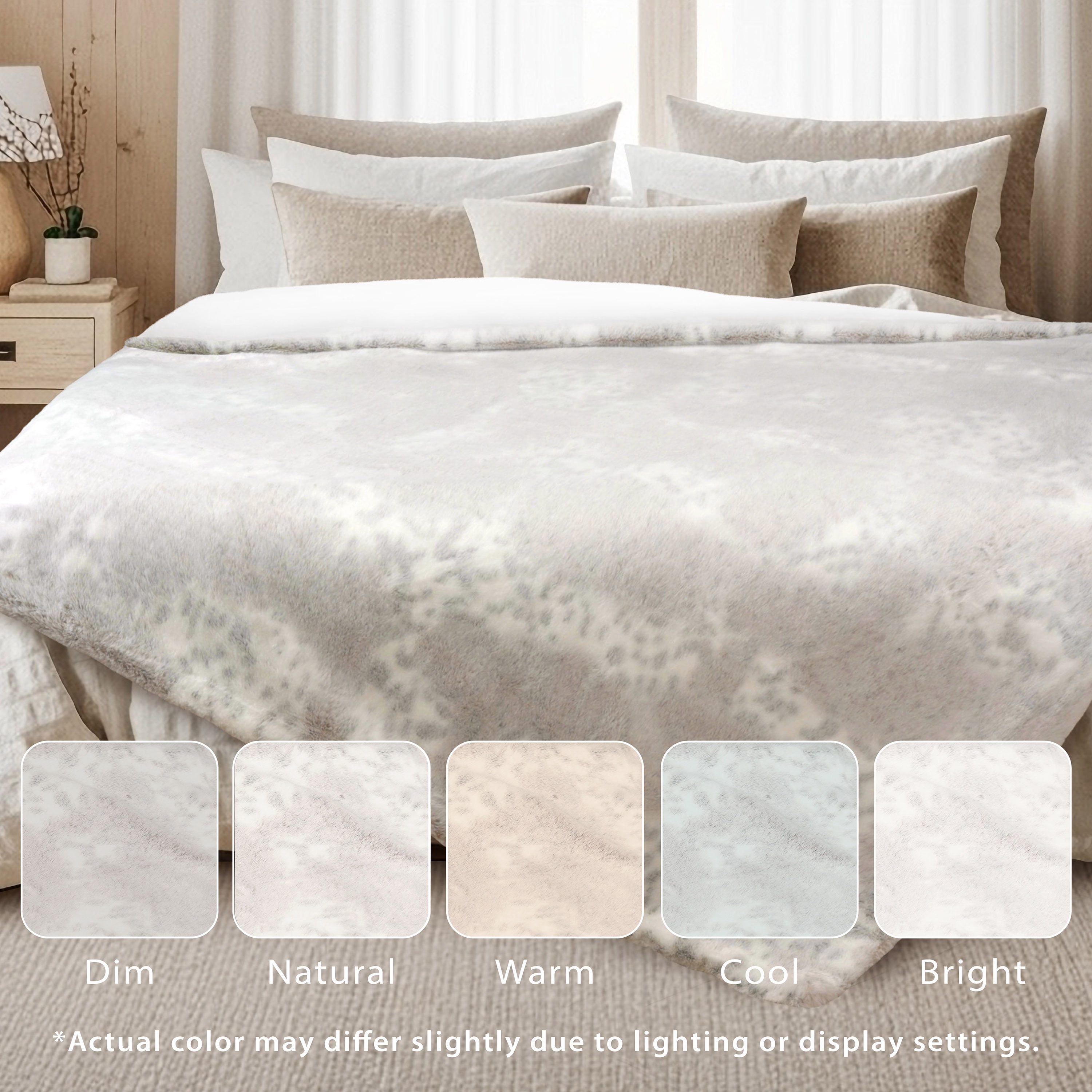 Regal Living Soft Plush Faux Fur Fuzzy Throw, Snow Taupe, 50" x 60"