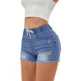 thumbnail image 6 of aPAY Jeans for Women Hole Denim Shorts Elastic Waist With tie Design Suitable for Daily Travel Regular Size, 6 of 7