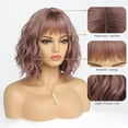 thumbnail image 4 of Short White Silver Wigs for Women Ombre Grey Wavy Bob Wig with Bangs Medium Length Synthetic Hair Water Wave Dark Roots Wig Gray Colorful Wigs（12 Inches）, 4 of 13