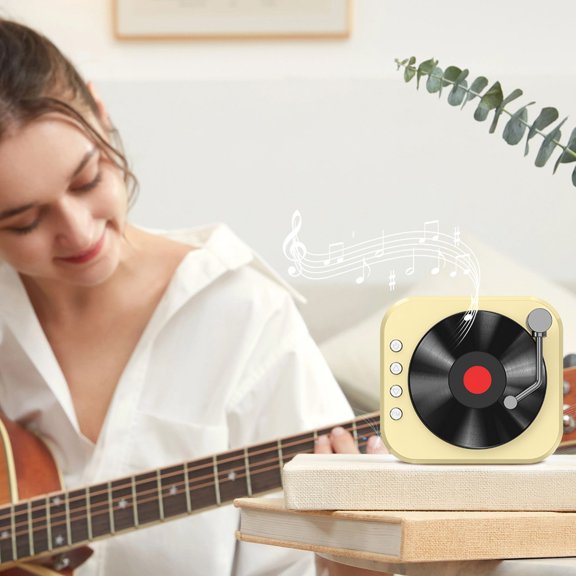 PPgejGEK Bluetooth 5.3 Magnetic Tape Rotatable Surround Sound Effect Retro Small Wireless Record Player Ornament Desktop Bluetooth Small Speaker Sales