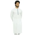 thumbnail image 3 of Atasi Men's Ethnic White Kurta Pajama Set Casual Punjabi Long Shirt-Small, 3 of 7