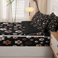 thumbnail image 5 of Homewish Vintage Dog Paw Zipper Full Size Comforter Sets with Fitted Sheet and 2 Pillowcases,Pet Themed Zipper Bedding Set,Black,Black Reversible,4pcs, 5 of 8