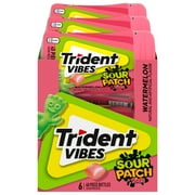 Trident Vibes SOUR PATCH KIDS Watermelon Sugar Free Gum, 6 Bottles of 40 Pieces (240 Total Pieces)