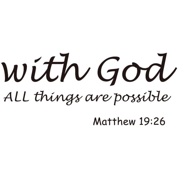 Picniva "With God All Things Are Possible" Christian Wall Decal, Vinyl Religious Quote Home Decor, Black