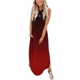 thumbnail image 2 of PENGXIANG Robe Décontractée pour Femmes Robe Décontractée pour Femmes Dégradé Ample Robe d'Été Longue Robe à Bretelles Croisées Sans Manches Fendue Robes Maxi Robe d'Été de Plage avec Poches Vêtements pour Femmes G Gris, 2 of 6