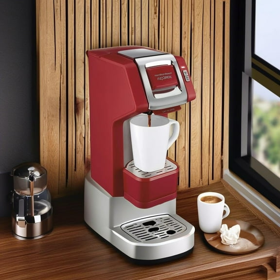 49945 FlexBrew Single-Serve Coffee Maker Compatible with Pod Packs and Grounds, 1 Cup, Red