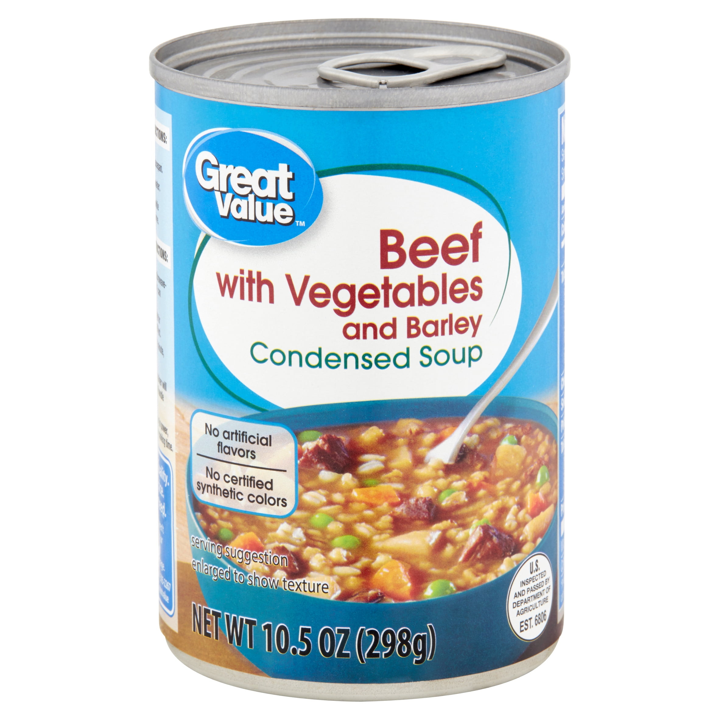 Great Value Beef with Vegetables and Barley Condensed Soup, 10.5 oz