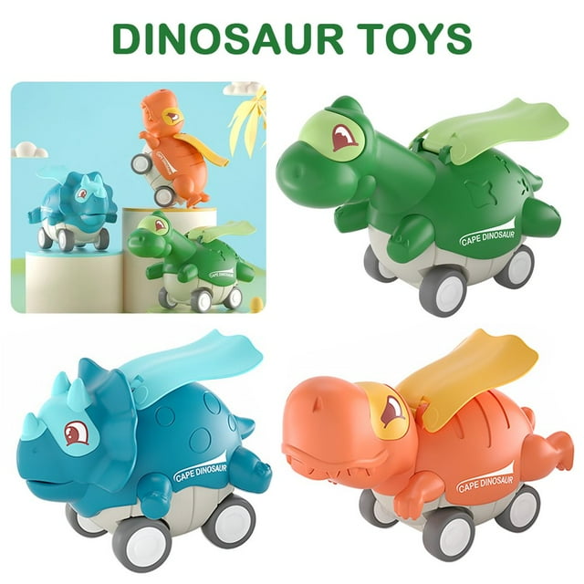 POINTERTECK Dinosaur Cars Toys for 3+ Years Old Kids Press and Go Toy Cars Early Educational Pull Parent-children Interactive Back Vehicles Toy Inertia Infant Pull Back Cars