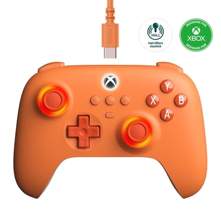 8Bitdo Ultimate C Wired Controller for Xbox with RGB Lighting Fire Ring, Hall Effect Triggers and Joysticks, Compatible with Xbox Series X|S, Xbox One, Windows 10/11 - Officially Licensed (Orange)