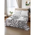 thumbnail image 2 of Black Gray Coral Coastal Flat Sheets Only Twin XL Size, Soft Breathable Bed Top Sheets for Mattress, Summer Beach Seaside Nautical Luxury Bedding Flat Sheets for Home Hotel Bedroom Bed Protection, 2 of 9