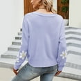 thumbnail image 5 of Wang6 Womens Pink Cardigan Sweaters Fall Open Front Button Long Sleeve Knit Sweater Causal V Neck Loose Floral Knitted Outwear Tops Purple XL, 5 of 5