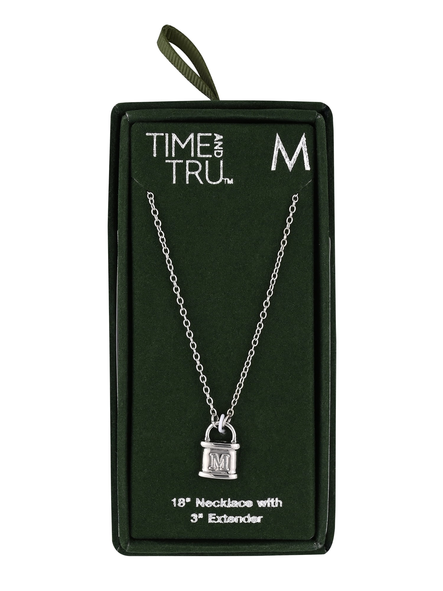 Time and Tru Silvertone Padlock Initial "M" Necklace