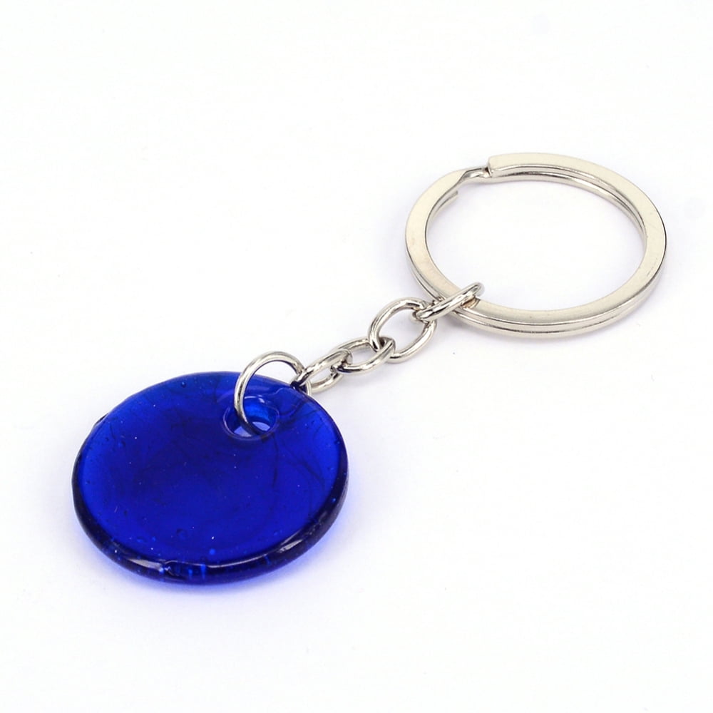 20pcs Keychain with Lampwork & Alloy Split Key Rings Royal Blue 83mm : 30.5x5.5mm Ring: 30x2.5mm Packing bag: 17.6x5.8x0.55cm.