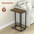 thumbnail image 3 of Costway C-shaped Side Table Industrial Sofa Table with Heavy-duty Metal Frame Brown, 3 of 9