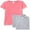 Hot Pink/Heather/Heather, variant on Marky G Apparel Girls' Short-Sleeve Crew Neck Slim-Fit T-Shirts 100% Cotton, M, Navy/Aqua/Heather(Pack of 3)