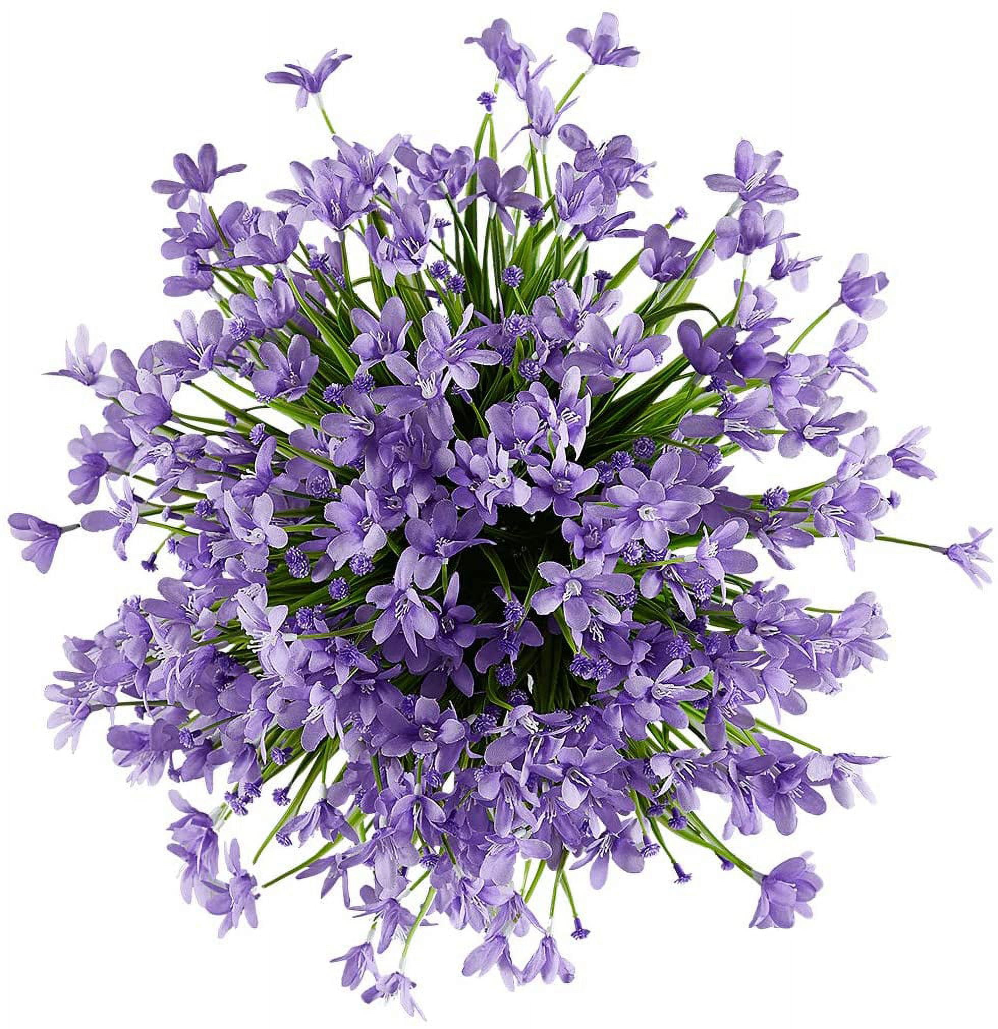 Morttic 8 Bundles Artificial Daffodils Flowers, Fake Artificial Greenery UV Resistant No Fade Faux Plastic Plants for Wedding Bridle Bouquet Outdoor Home Garden Office Table Vase Decor (Purple)
