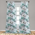 thumbnail image 2 of Flowers Vintage Window Curtains, Sketchy Artwork of Delicate Floral Boho Romance Vibes Print, Lightweight Decor 2-Panel Set with Rod Pocket, Pair of - 28"x95", Turquoise Ceil Blue White, by Ambesonne, 2 of 3