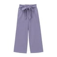 thumbnail image 4 of Kids Girl's Pants New 2025 Summer Teen Girls Casual Wide Leg Pants High Waisted Cute Tie Knot Pants Loose Flowy Beach Trousers Purple 4 Years, 4 of 8