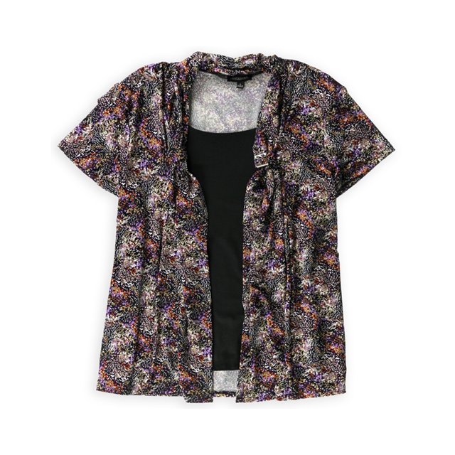 Notations Womens Floral 2 Fer Pullover Blusa, Negro, Small Notations Pull-over