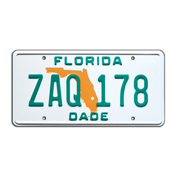 Miami Vice | Sonny Crockett's Ferrari Daytona Spyder 365 GTS/4 | ZAQ 178 | Metal Stamped Replica Prop License Plate
