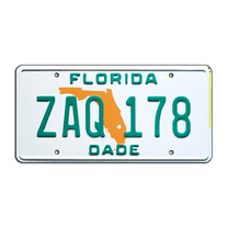 Miami Vice | Sonny Crockett's Ferrari Daytona Spyder 365 GTS/4 | ZAQ 178 | Metal Stamped Replica Prop License Plate