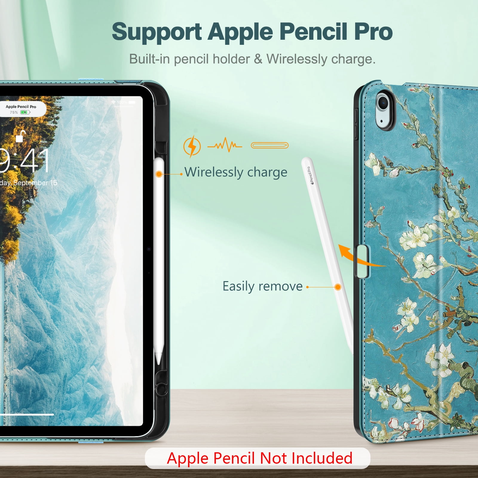 Fintie Case for iPad Air 13-inch (M4) 2026, (M3) 2025, (M2) 2024, Magnetic Multi-Angle Smart Stand Cover with Built-in Pencil Holder & Pocket, Auto Sleep/Wake, Blossom