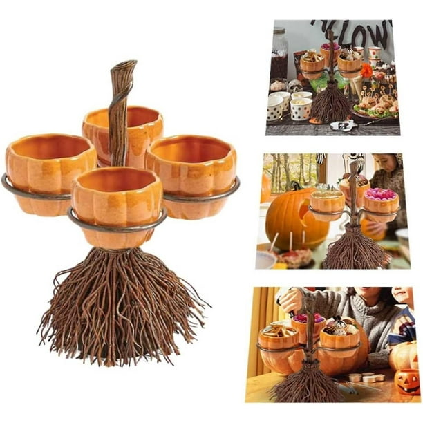 Halloween Pumpkin Snack Bowl Stand,halloween Broomstick Snack Bowl