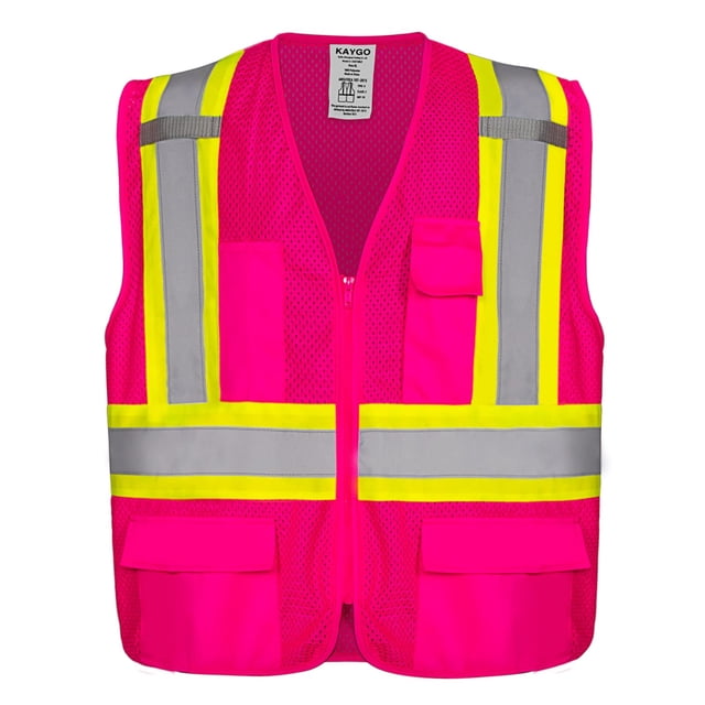 Chaleco de Seguridad KAYGO KG0100 Rosa ANSI Clase 2 con Bolsillos