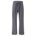 thumbnail image 4 of Womens Elastic High Waist Drawstring Wide Leg Pants Cotton Casual Loose with Pockets, 4 of 6