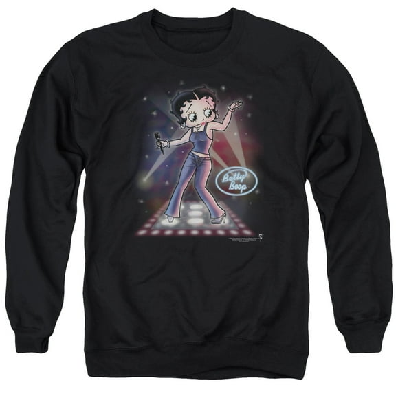 Betty Boop Pop Star Adult Crewneck Sweatshirt Black