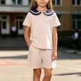 thumbnail image 5 of SOOMLON Back to School Outfits for Girls Knitted Collar Button up Shirts Shorts with Pockets 2 Piece Matching Set 1-10y, 5 of 9