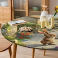 thumbnail image 4 of Easter Bunnies Rabbits Round Fitted Tablecloth with Elastic Edged & Backing, Round Table Cover for Indoor Outdoor Patio Use Fits Tables up to 40" - 54" Diameter, 4 of 5