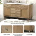 thumbnail image 6 of 60" Bathroom Vanity with Sink, Modern Bathroom Storage Cabinet with Rattan Doors, 5 Drawers & Pine Legs, Natural, 6 of 26