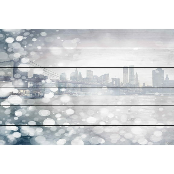 Parvez Taj 'Down Town' Painting Print on White Wood - Multi-color 36 x 24