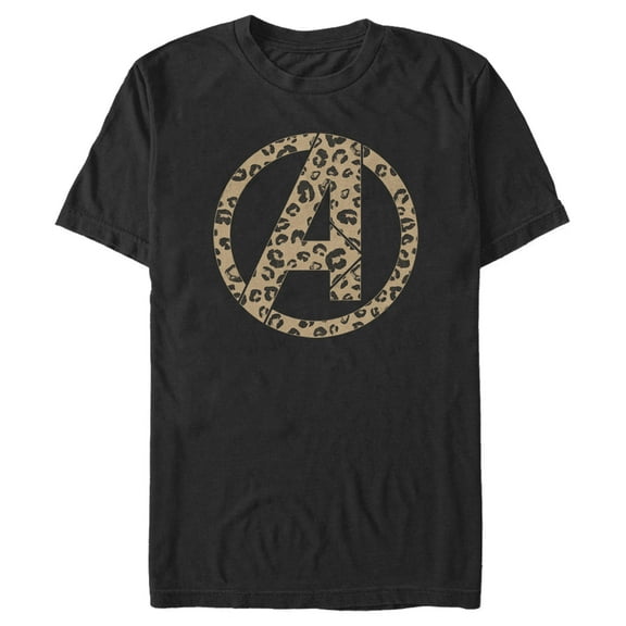 Men's Marvel Leopard Animal Avengers Logo  Graphic Tee Black 2X Large