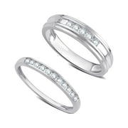 1/2 Carat T.W. Diamond 10K White Gold Wedding Bands