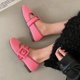 thumbnail image 5 of Zapatos planos con hebilla cómodos para mujer para viajes, citas, oficina, suela suave, talla 36, dije rojo rosa, 5 of 8