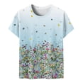 thumbnail image 5 of Camiseta de manga corta suelta con cuello redondo y estampado informal de verano a la moda para mujer Pompotops hkajfhjk465929, 5 of 5